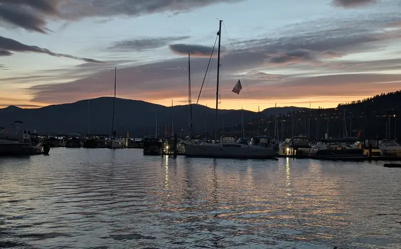 Dusk over the marina in Okanagan Landing, Vernon